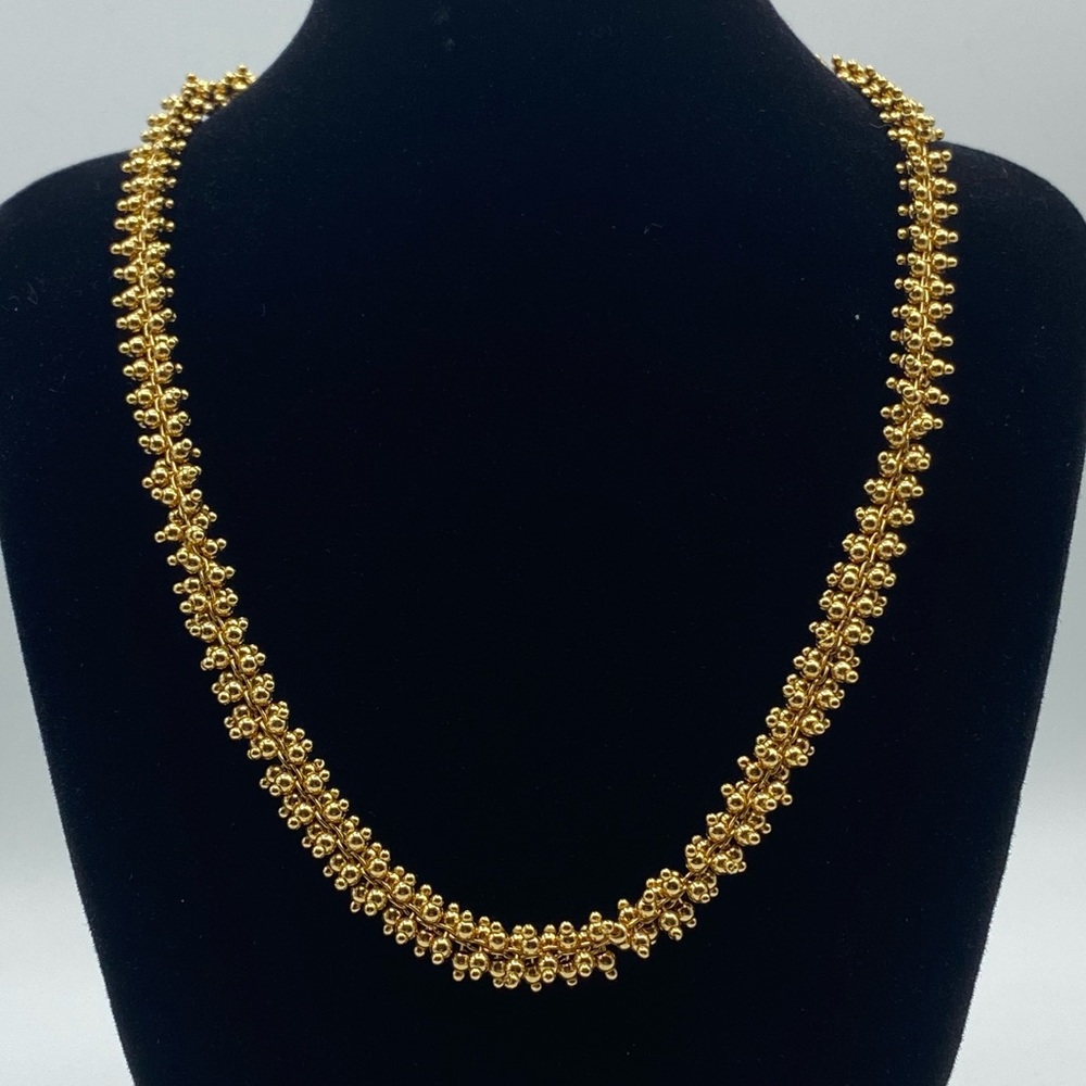 J Crew Gold Tone Ball Cluster Bead Necklace Dainty Minimalist Classy Signed Size